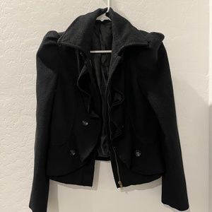 Ark & Co Black Jacket in Small zip up with ruffles and buttons